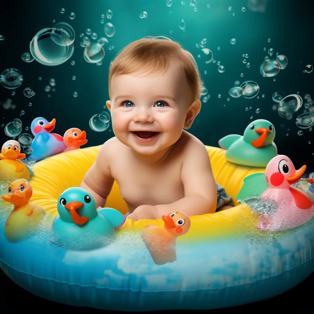 Adorable baby enjoying playful moments with a swim float, representing the best choices