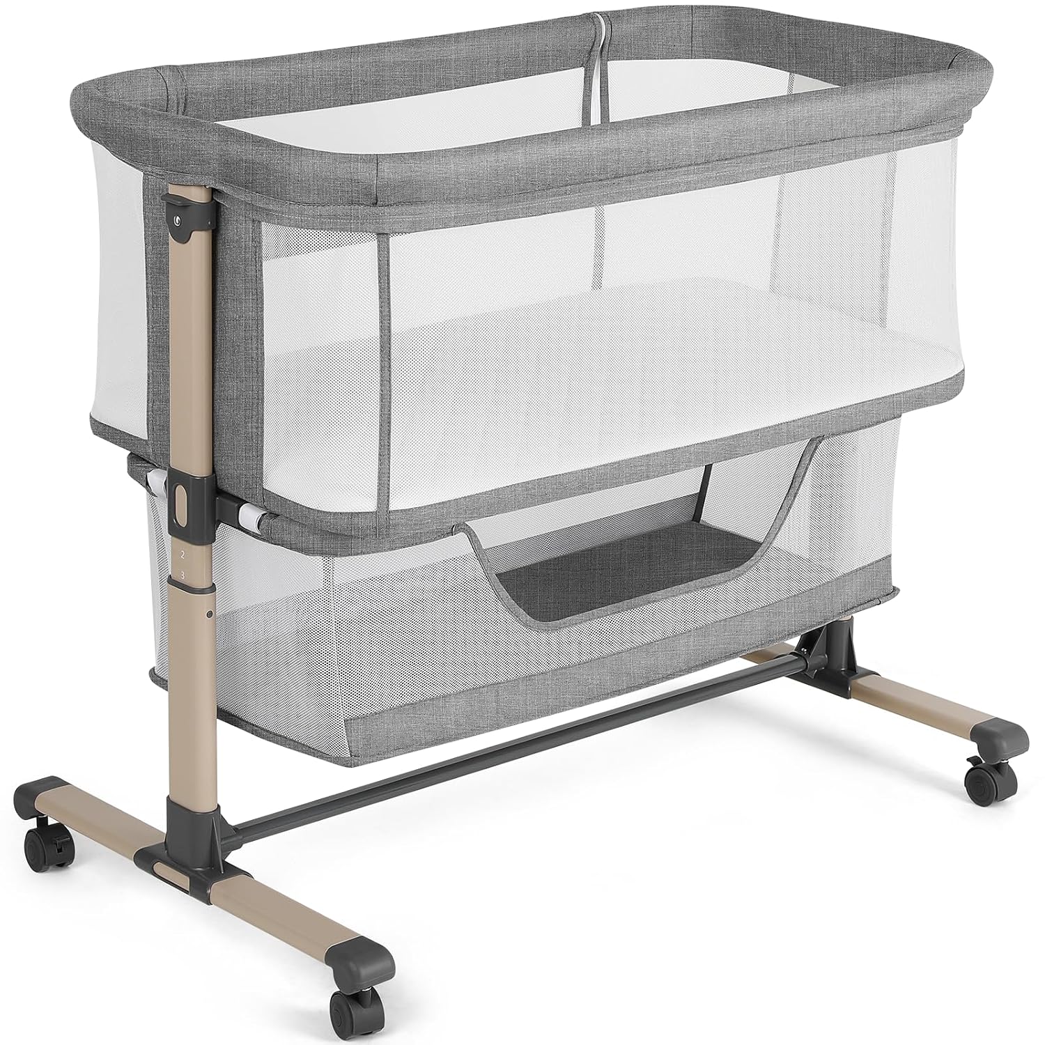 Cowiewie Bassinet Bedside Sleeper — Six height positions at the bottom of the price range.